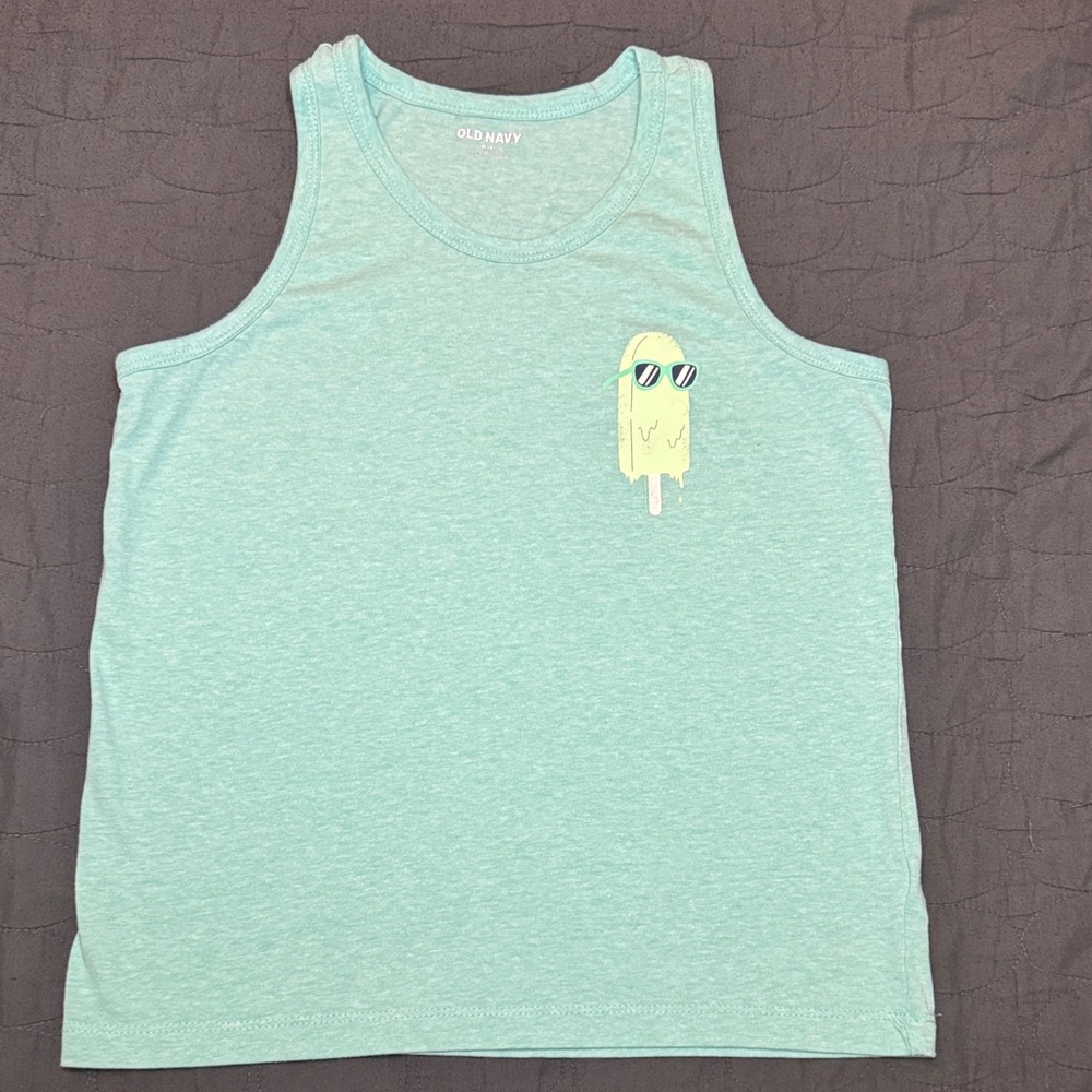 OLD NAVY | Boys Teal Tank Top with Yellow Popsicle Design